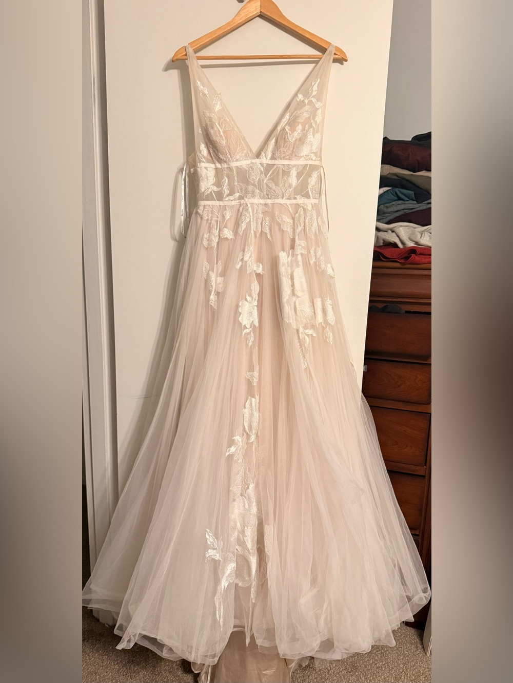 BHLDN Blush Ivory Tulle A-Line Wedding Dress